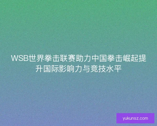 WSB世界拳击联赛助力中国拳击崛起提升国际影响力与竞技水平 WSB世界拳击联赛助力中国拳击崛起提升国际影响力与竞技水平